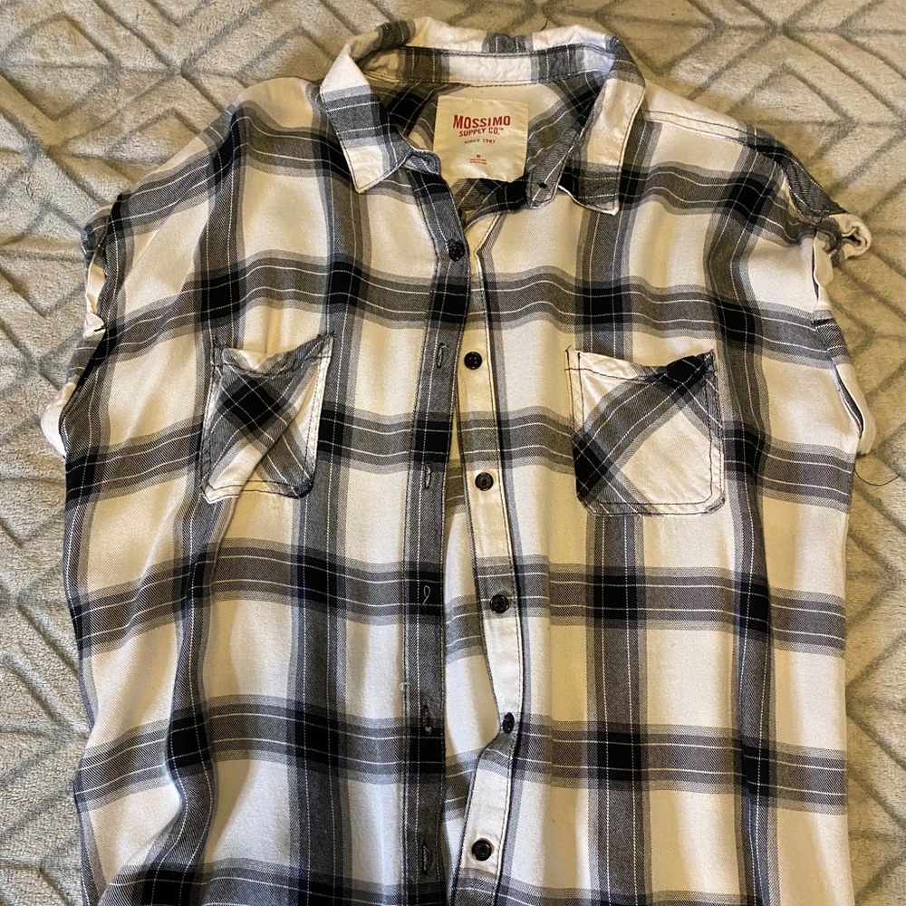 Black and White Plaid Button Down